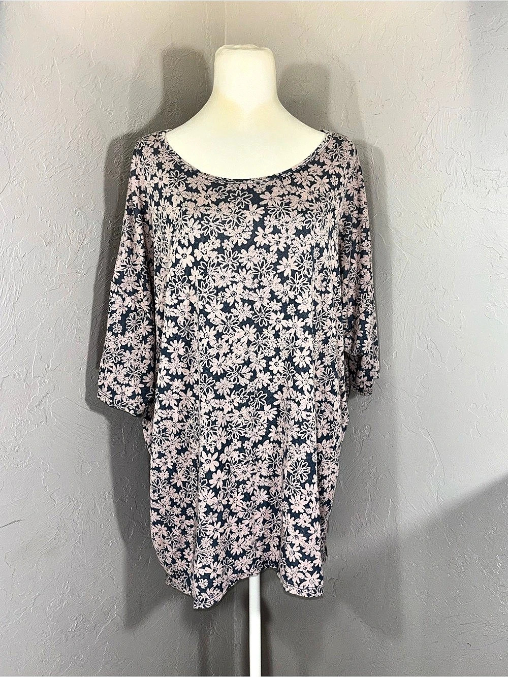 LuLaRoe Irma Tunic Floral Midi Dress Blue & Pink 3XL